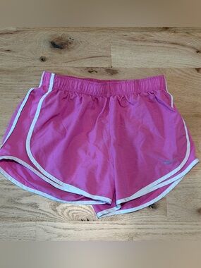 Nike Pink Athletic Running Shorts with White Trim